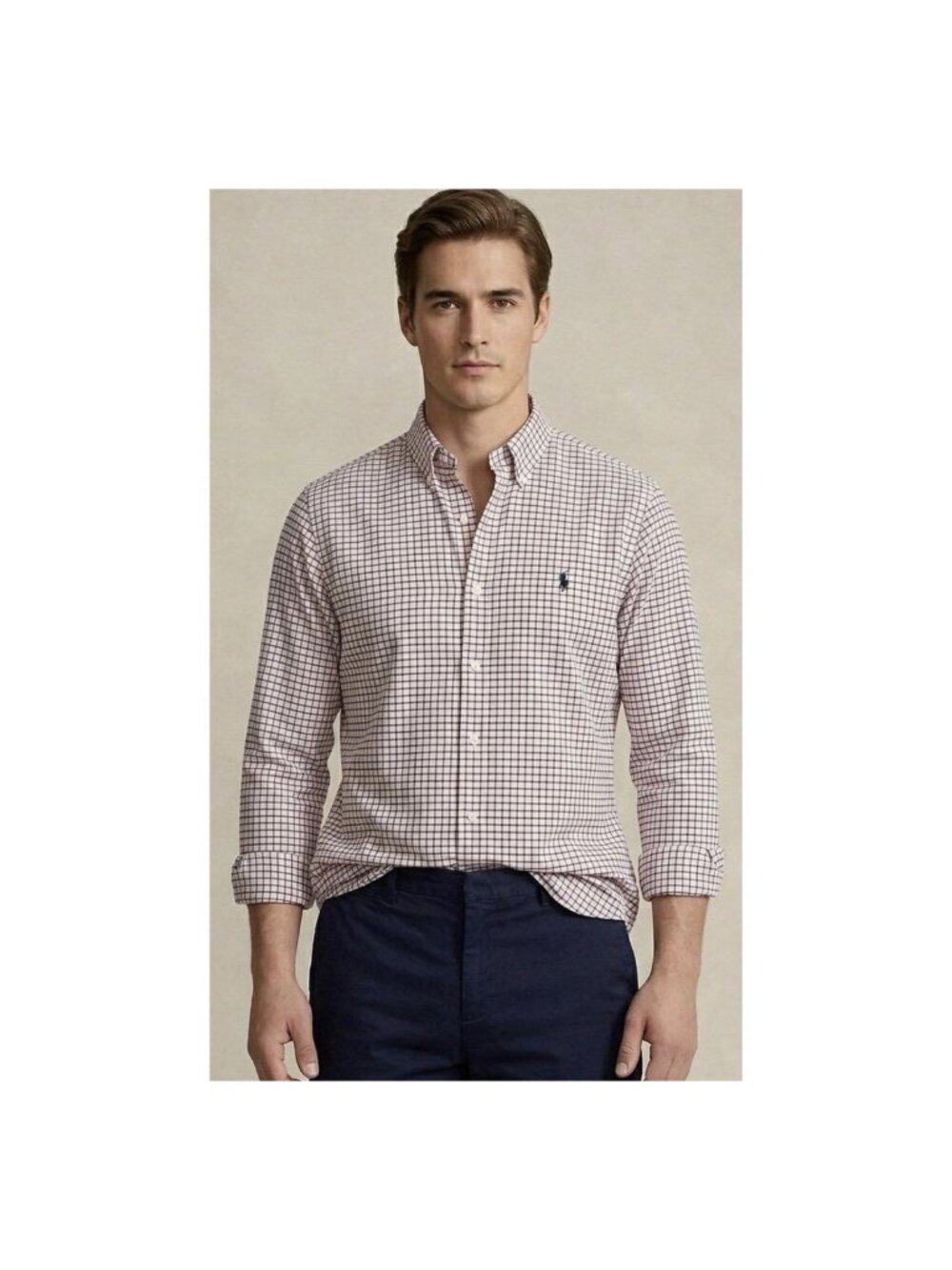 Ralph Lauren Plaid Button-Down Shirt Classic Fit 2XLT White Red Blue